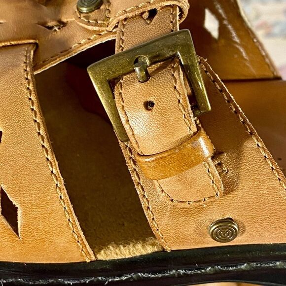 Clarks Brown Leather Sandals Slip on Open Toe Womens Size 7 Adjustable Straps - Picture 10 of 11